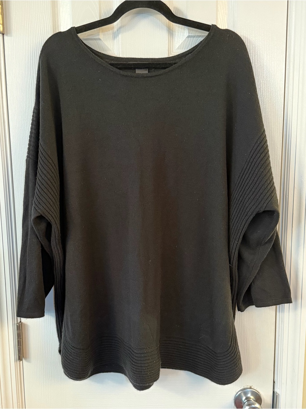 Design History 3X Black Oversized Poncho Tunic Sweater Dolman Sleeve